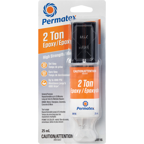 Colle &eacute;poxyde avec capacit&eacute; de 2 tonnes, 25 ml, Seringue, Deux composants, Transparent Auto Electric Service Ltd.