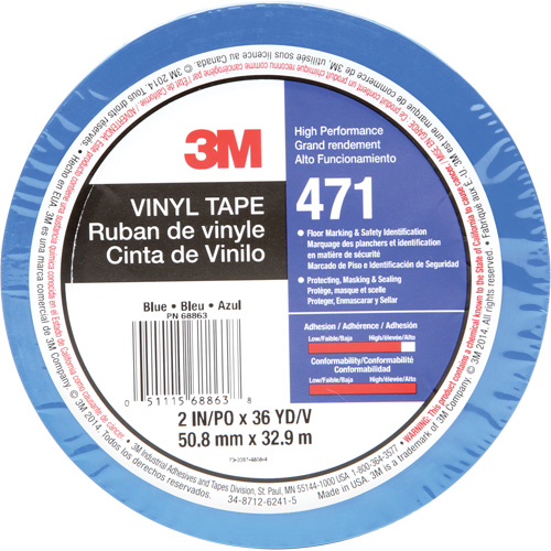 Ruban en vinyle 471, 50,8 mm (2") la x 32,9 m (108') lo, 5,2 mils, Bleu Auto Electric Service Ltd.