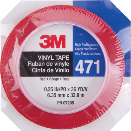 471 Vinyl Tape, 6 mm (1/4") W x 32.9 m (108') L, 5.3 mils, Red Auto Electric Service Ltd.
