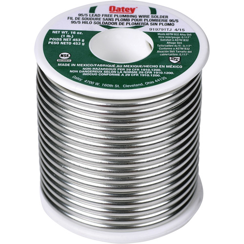 95/5 Plumbing Solder, Lead-Free, 95% Tin 5% Antimony, Solid Core, 0.3125" Dia. Auto Electric Service Ltd.