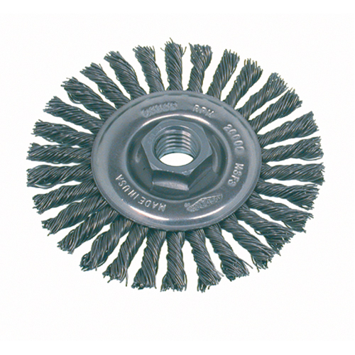 High Speed Small Grinder Stringer Bead Knot Wire Wheel Brush, 4" Dia., 0.02" Fill, 5/8"-11 Arbor, Stainless Steel Auto Electric Service Ltd.