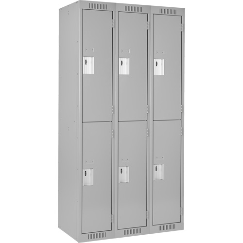 Casiers Clean Line, 2 niveaux, Bloc de 3, 36" x 18" x 72", Acier, Gris, Rivet (assembl&eacute;) Auto Electric Service Ltd.