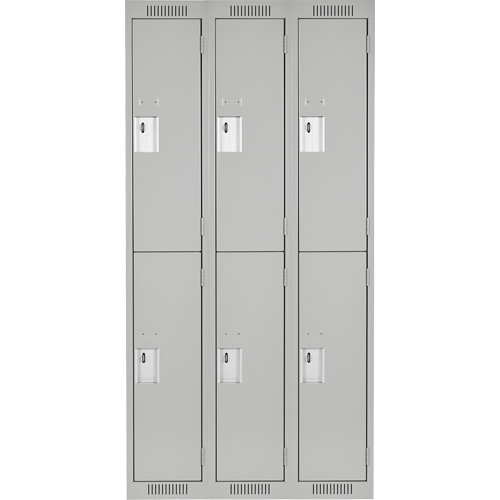 Casiers Clean Line, 2 niveaux, Bloc de 3, 36" x 18" x 72", Acier, Gris, Rivet (assembl&eacute;) Auto Electric Service Ltd.