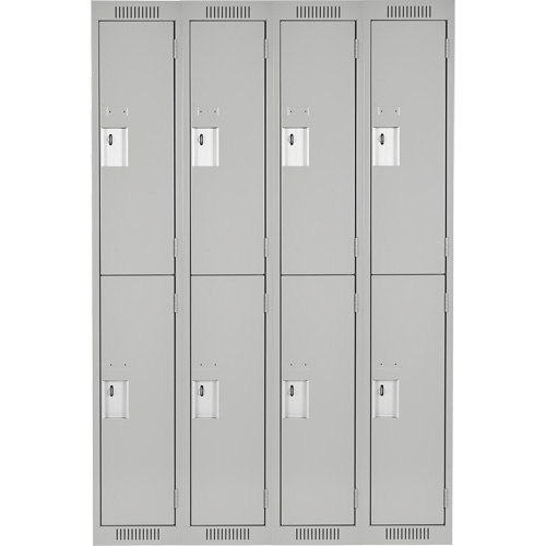 Casiers Clean Line, 2 niveaux, Bloc de 4, 48" x 18" x 72", Acier, Gris, Rivet (assembl&eacute;) Auto Electric Service Ltd.