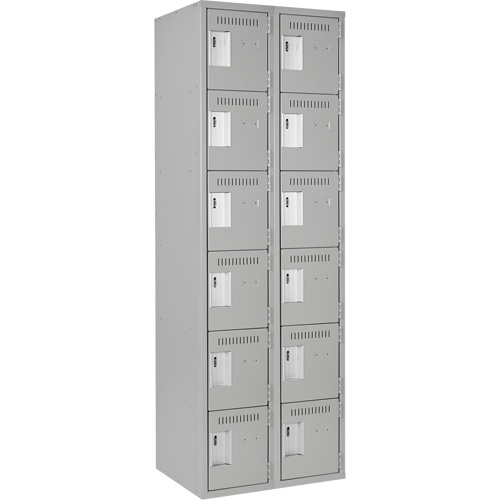 Clean Line Lockerettes, 6 -tier, Bank of 2, 24" x 18" x 72", Steel, Grey, Rivet (Assembled) Auto Electric Service Ltd.