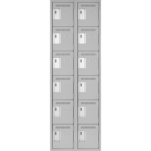 Clean Line Lockerettes, 6 -tier, Bank of 2, 24" x 18" x 72", Steel, Grey, Rivet (Assembled) Auto Electric Service Ltd.