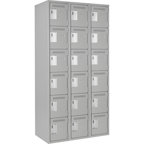 Clean Line Lockerettes, 6 -tier, Bank of 3, 36" x 18" x 72", Steel, Grey, Rivet (Assembled) Auto Electric Service Ltd.