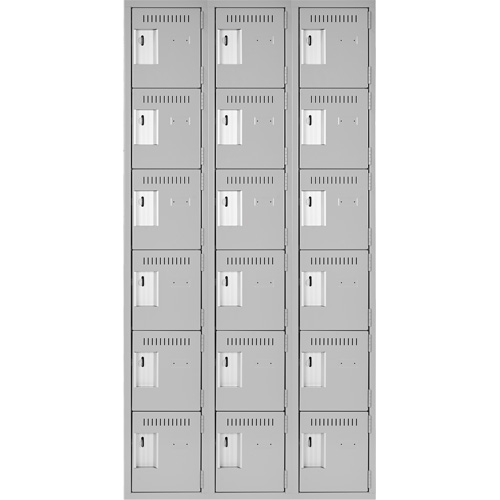Clean Line Lockerettes, 6 -tier, Bank of 3, 36" x 18" x 72", Steel, Grey, Rivet (Assembled) Auto Electric Service Ltd.