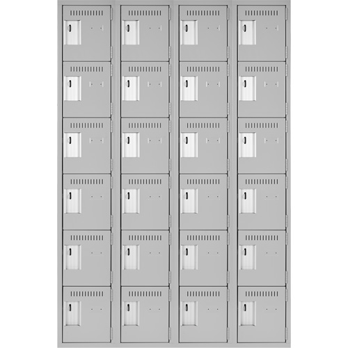Clean Line Lockerettes, 6 -tier, Bank of 4, 48" x 18" x 72", Steel, Grey, Rivet (Assembled) Auto Electric Service Ltd.