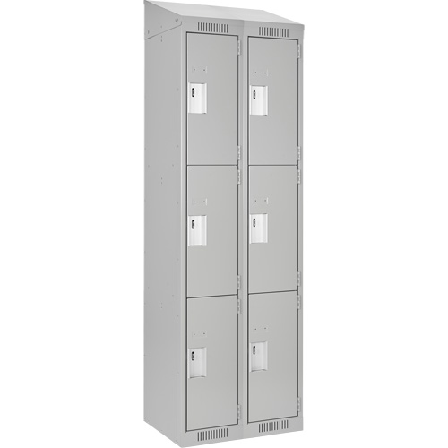 Clean Line Lockers, 3 -tier, Bank of 2, 24" x 18" x 78", Steel, Grey, Rivet (Assembled) Auto Electric Service Ltd.