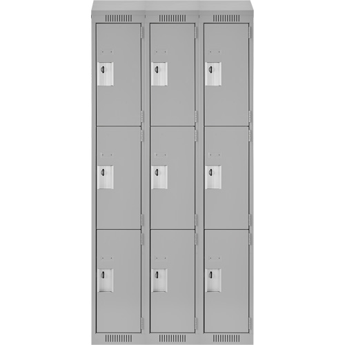Clean Line Lockers, 3 -tier, Bank of 3, 36" x 18" x 78", Steel, Grey, Rivet (Assembled) Auto Electric Service Ltd.