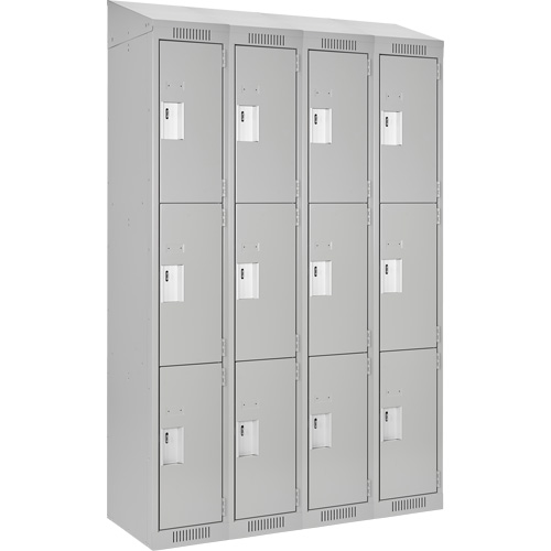 Clean Line Lockers, 3 -tier, Bank of 4, 48" x 18" x 78", Steel, Grey, Rivet (Assembled) Auto Electric Service Ltd.