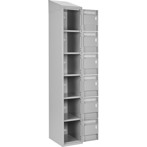 Clean Line Lockerette , 6 -tier, Bank of 4, 48" x 18" x 78", Steel, Grey, Rivet (Assembled) Auto Electric Service Ltd.