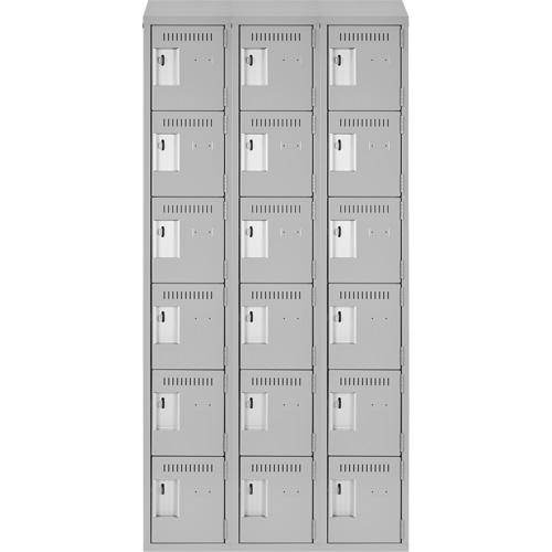 Clean Line Lockerette , 6 -tier, Bank of 3, 36" x 18" x 78", Steel, Grey, Rivet (Assembled) Auto Electric Service Ltd.