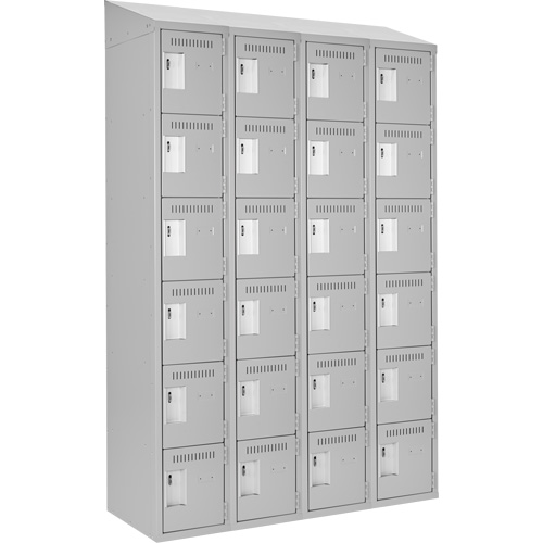Clean Line Lockerette , 6 -tier, Bank of 4, 48" x 18" x 78", Steel, Grey, Rivet (Assembled) Auto Electric Service Ltd.