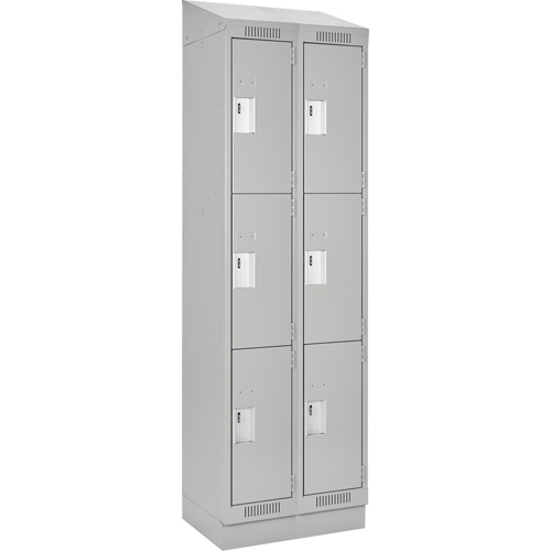 Clean Line Lockers, 3 -tier, Bank of 2, 24" x 18" x 82", Steel, Grey, Rivet (Assembled) Auto Electric Service Ltd.