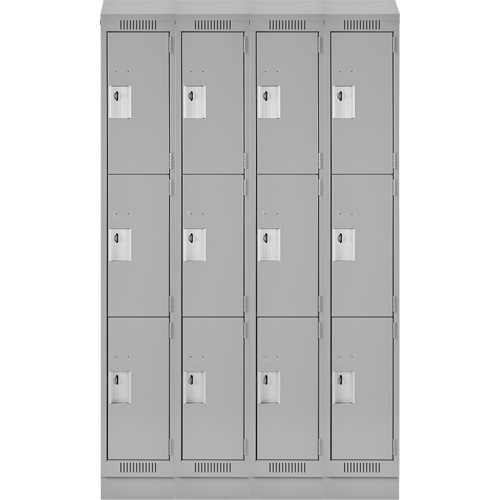 Clean Line Lockers, 3 -tier, Bank of 4, 48" x 18" x 82", Steel, Grey, Rivet (Assembled) Auto Electric Service Ltd.