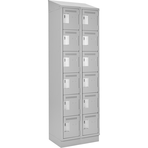 Clean Line Lockerette, 6 -tier, Bank of 2, 24" x 18" x 82", Steel, Grey, Rivet (Assembled) Auto Electric Service Ltd.