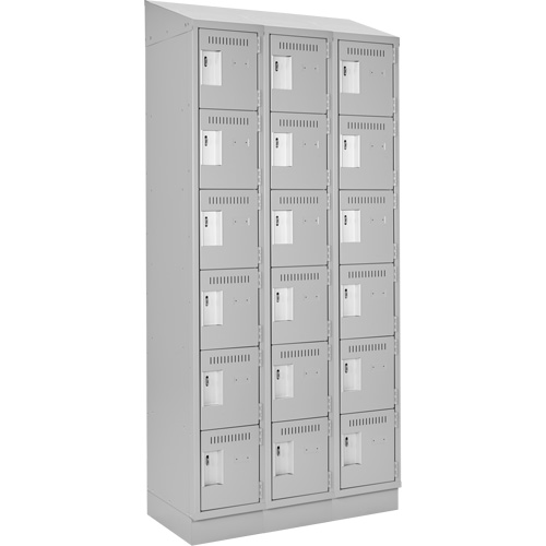 Clean Line Lockerette, 6 -tier, Bank of 3, 36" x 18" x 82", Steel, Grey, Rivet (Assembled) Auto Electric Service Ltd.