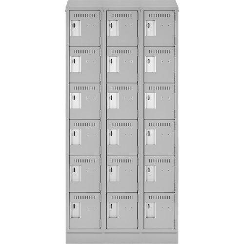 Clean Line Lockerette, 6 -tier, Bank of 3, 36" x 18" x 82", Steel, Grey, Rivet (Assembled) Auto Electric Service Ltd.
