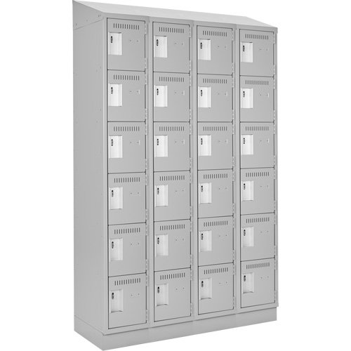 Clean Line Lockerette, 6 -tier, Bank of 4, 48" x 18" x 82", Steel, Grey, Rivet (Assembled) Auto Electric Service Ltd.