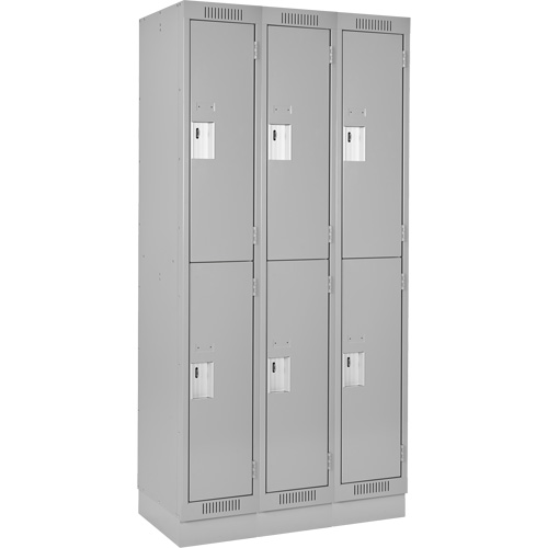 Clean Line Lockers, 2 -tier, Bank of 3, 36" x 18" x 76", Steel, Grey, Rivet (Assembled) Auto Electric Service Ltd.