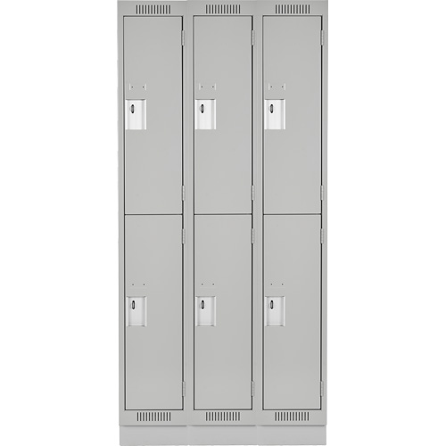 Clean Line Lockers, 2 -tier, Bank of 3, 36" x 18" x 76", Steel, Grey, Rivet (Assembled) Auto Electric Service Ltd.