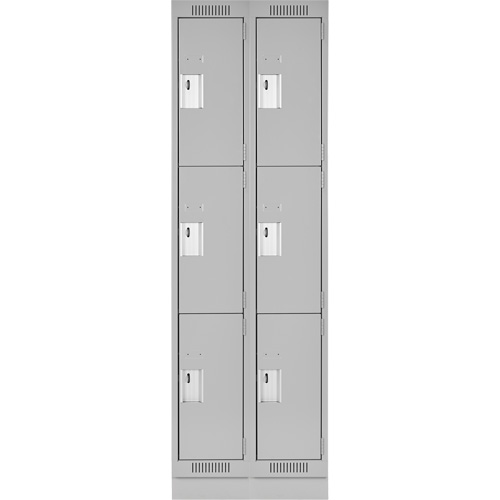 Clean Line Lockers, 3 -tier, Bank of 2, 24" x 18" x 76", Steel, Grey, Rivet (Assembled) Auto Electric Service Ltd.