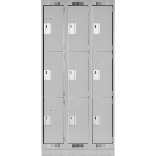 Clean Line Lockers, 3 -tier, Bank of 3, 36" x 18" x 76", Steel, Grey, Rivet (Assembled) Auto Electric Service Ltd.