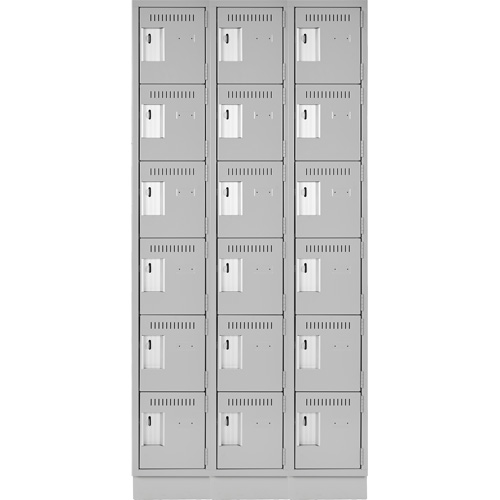Clean Line Lockerette, 6 -tier, Bank of 3, 36" x 18" x 76", Steel, Grey, Rivet (Assembled) Auto Electric Service Ltd.