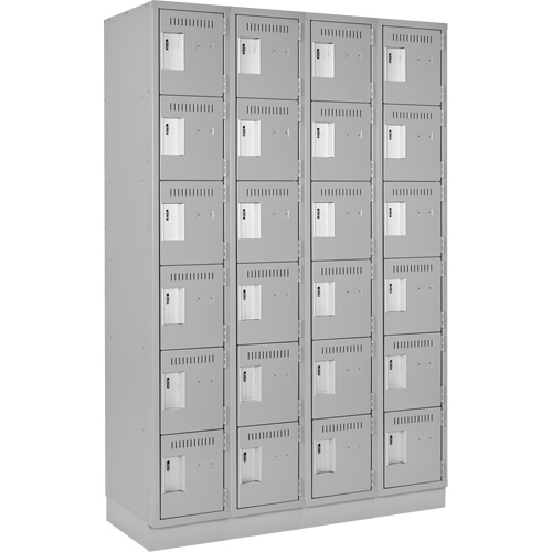 Clean Line Lockerette, 6 -tier, Bank of 4, 48" x 18" x 76", Steel, Grey, Rivet (Assembled) Auto Electric Service Ltd.