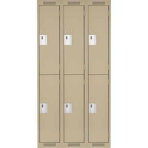 Casiers Clean Line, 2 niveaux, Bloc de 3, 36" x 18" x 72", Acier, Beige, Rivet (assembl&eacute;) Auto Electric Service Ltd.