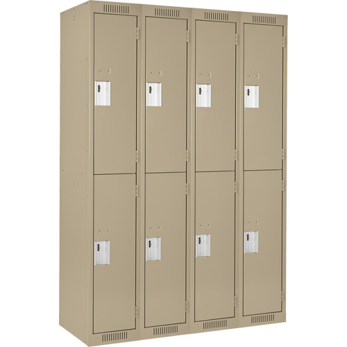 Casiers Clean Line, 2 niveaux, Bloc de 4, 48" x 18" x 72", Acier, Beige, Rivet (assembl&eacute;) Auto Electric Service Ltd.