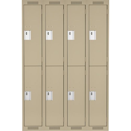 Casiers Clean Line, 2 niveaux, Bloc de 4, 48" x 18" x 72", Acier, Beige, Rivet (assembl&eacute;) Auto Electric Service Ltd.