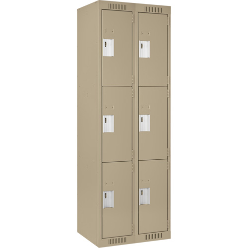 Clean Line Lockers, 3 -tier, Bank of 2, 24" x 18" x 72", Steel, Beige, Rivet (Assembled) Auto Electric Service Ltd.