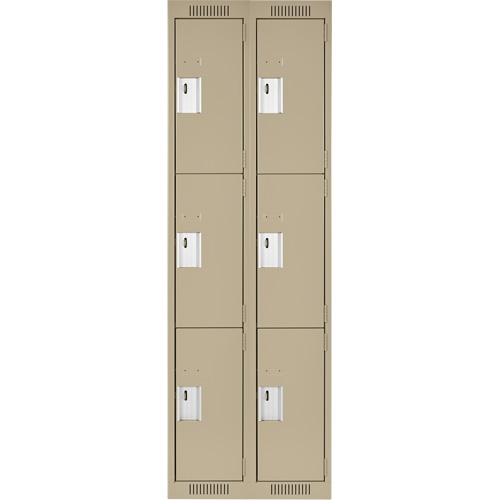 Clean Line Lockers, 3 -tier, Bank of 2, 24" x 18" x 72", Steel, Beige, Rivet (Assembled) Auto Electric Service Ltd.