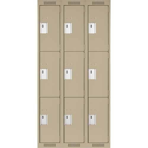 Clean Line Lockers, 3 -tier, Bank of 3, 36" x 18" x 72", Steel, Beige, Rivet (Assembled) Auto Electric Service Ltd.