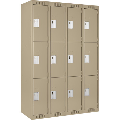 Clean Line Lockers, 3 -tier, Bank of 4, 48" x 18" x 72", Steel, Beige, Rivet (Assembled) Auto Electric Service Ltd.