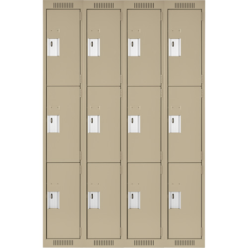 Clean Line Lockers, 3 -tier, Bank of 4, 48" x 18" x 72", Steel, Beige, Rivet (Assembled) Auto Electric Service Ltd.