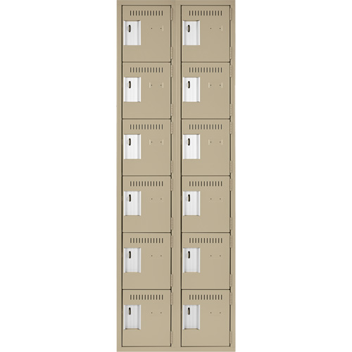 Clean Line Lockerette, 6 -tier, Bank of 2, 24" x 18" x 72", Steel, Beige, Rivet (Assembled) Auto Electric Service Ltd.