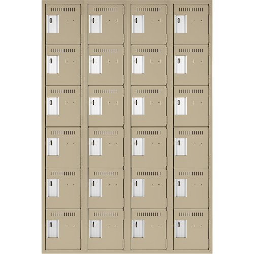 Clean Line Lockerette, 6 -tier, Bank of 4, 48" x 18" x 72", Steel, Beige, Rivet (Assembled) Auto Electric Service Ltd.