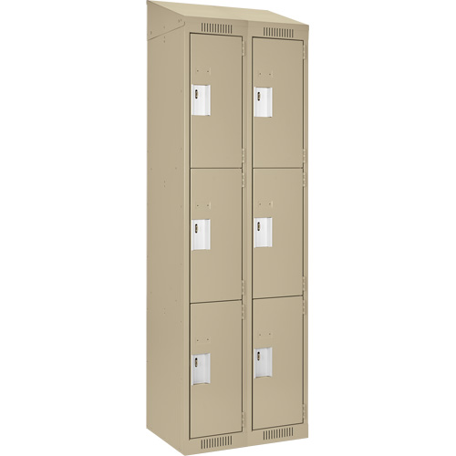 Clean Line Lockers, 3 -tier, Bank of 2, 24" x 18" x 78", Steel, Beige, Rivet (Assembled) Auto Electric Service Ltd.