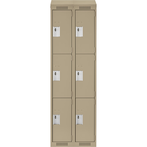 Clean Line Lockers, 3 -tier, Bank of 2, 24" x 18" x 78", Steel, Beige, Rivet (Assembled) Auto Electric Service Ltd.