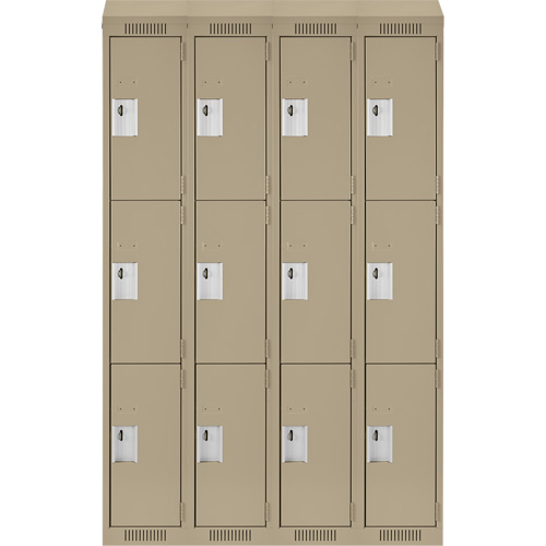 Clean Line Lockers, 3 -tier, Bank of 4, 48" x 18" x 78", Steel, Beige, Rivet (Assembled) Auto Electric Service Ltd.