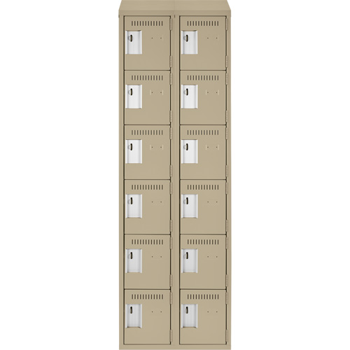 Clean Line Lockerette, 6 -tier, Bank of 2, 24" x 18" x 78", Steel, Beige, Rivet (Assembled) Auto Electric Service Ltd.