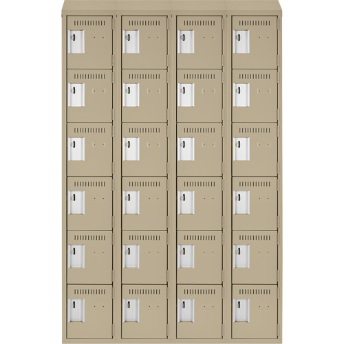 Clean Line Lockerette, 6 -tier, Bank of 4, 48" x 18" x 78", Steel, Beige, Rivet (Assembled) Auto Electric Service Ltd.