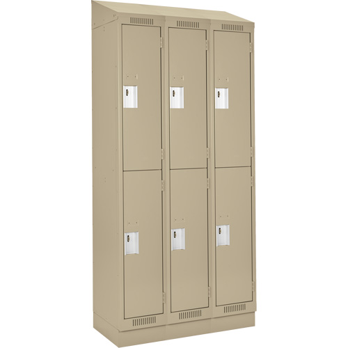 Clean Line Lockers, 2 -tier, Bank of 3, 36" x 18" x 82", Steel, Beige, Rivet (Assembled) Auto Electric Service Ltd.