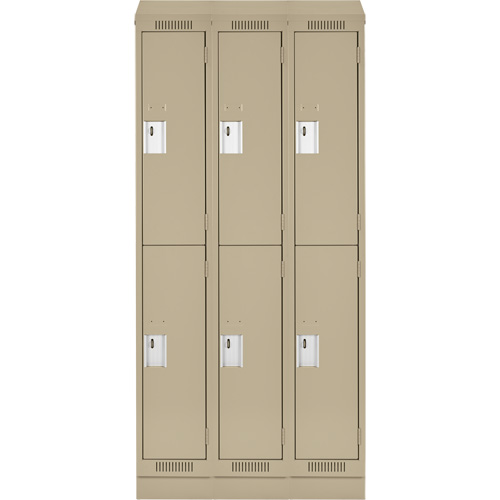 Clean Line Lockers, 2 -tier, Bank of 3, 36" x 18" x 82", Steel, Beige, Rivet (Assembled) Auto Electric Service Ltd.