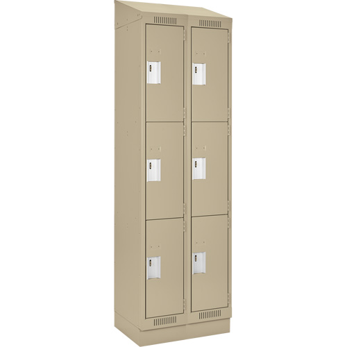Clean Line Lockers, 3 -tier, Bank of 2, 24" x 18" x 82", Steel, Beige, Rivet (Assembled) Auto Electric Service Ltd.