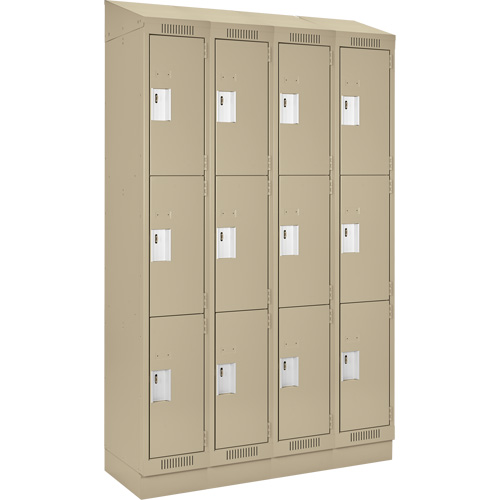 Clean Line Lockers, 3 -tier, Bank of 4, 48" x 18" x 82", Steel, Beige, Rivet (Assembled) Auto Electric Service Ltd.